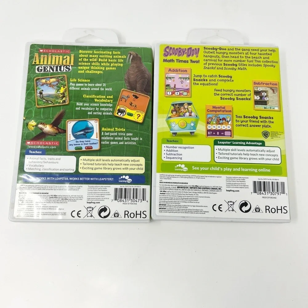 LeapFrog Leapster Games Animal Genius & Scooby-Doo‎ Math Times Two Lot 2007 2009